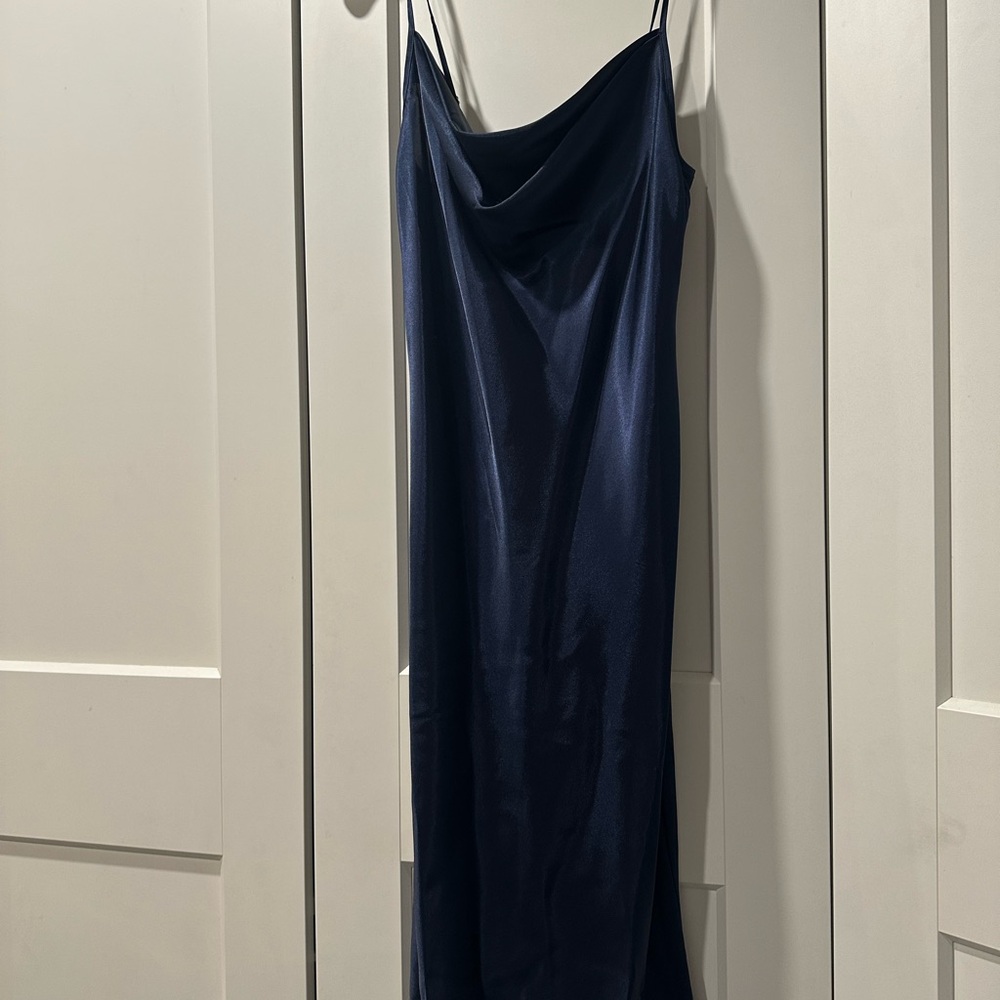 David's Bridal Navy Blue Midi Dress